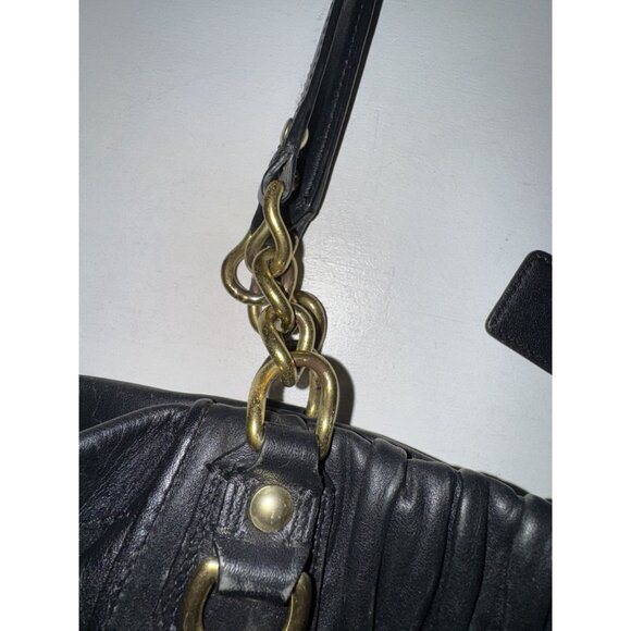 Vintage Coach Purse Black Leather Ashley Ruched Pleated F17571 Designer Classic - Picture 9 of 15